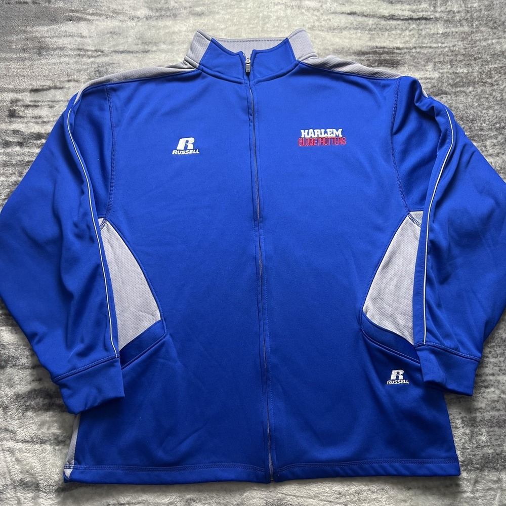 Vintage Harlem Globetrotters Track Jacket Mens L Russell Athletic Full Zip